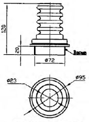Рис.1. Габаритный чертеж изоляторов высоковольтных серии ВАО 6 кВ под шпильку ø 23 мм