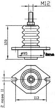 Рис.3.  Габаритный чертеж изоляторов для понизительных подстанций типа КТПВШ 6 кВ