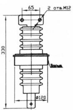 Рис.2. Габаритный чертеж изолятора КРУВ-10Е (6 - 10 кВ)