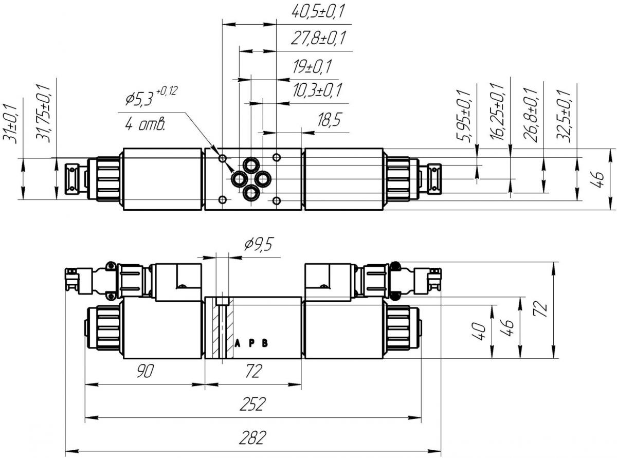 Схема габаритных размеров РЕ-6,3-14 Г12 УХЛ1