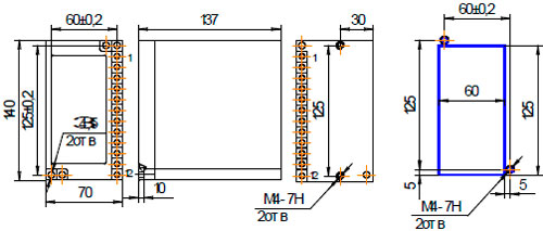 Рис.1. Габаритный чертеж реле контроля цепей оперативного тока ЕЛ17