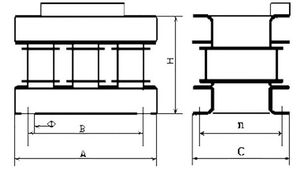 Схема габаритных размеров дросселя РУ-15325
