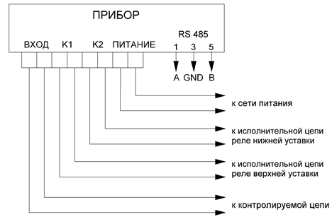 Схема подключения вольтметра ЦВ0204 с интерфейсом