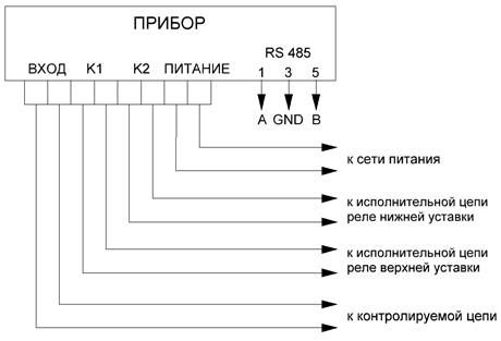 Схема подключения вольтметра ЦВ0303 с интерфейсом