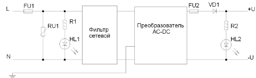 Схема электрическая блока БП-50-1к