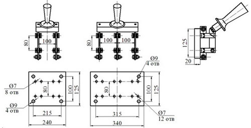 Рис.5. Схема рубильника РО-24 - РО-36 переднего присоединения на токи 400А и 630А